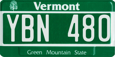 VT license plate YBN480