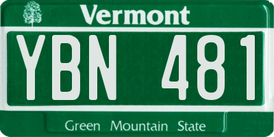VT license plate YBN481
