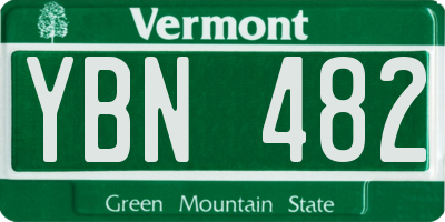 VT license plate YBN482