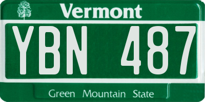 VT license plate YBN487