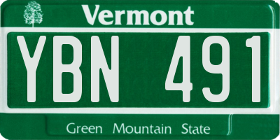 VT license plate YBN491
