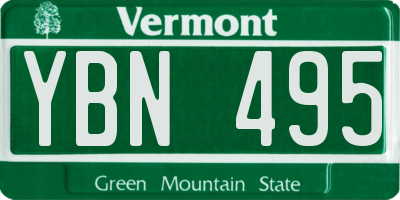 VT license plate YBN495