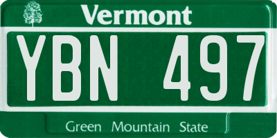 VT license plate YBN497