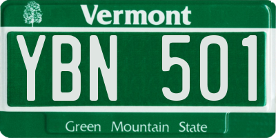 VT license plate YBN501