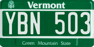 VT license plate YBN503