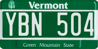 VT license plate YBN504
