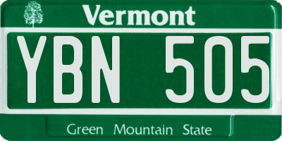 VT license plate YBN505