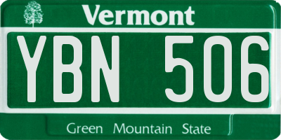 VT license plate YBN506