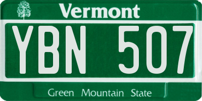 VT license plate YBN507
