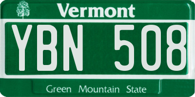VT license plate YBN508