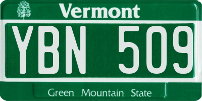 VT license plate YBN509
