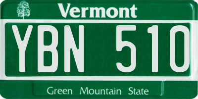 VT license plate YBN510
