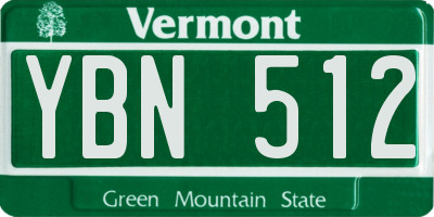 VT license plate YBN512