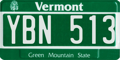 VT license plate YBN513