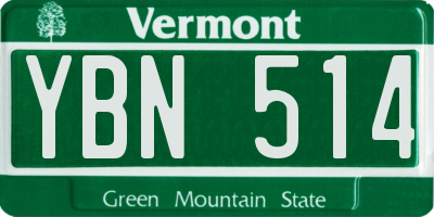 VT license plate YBN514