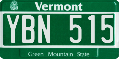 VT license plate YBN515