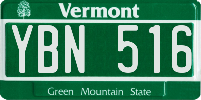 VT license plate YBN516