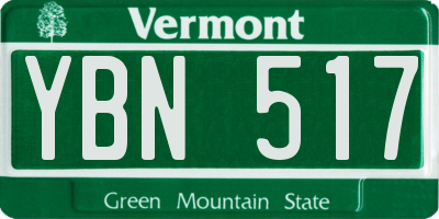 VT license plate YBN517