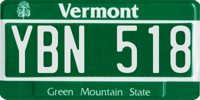 VT license plate YBN518