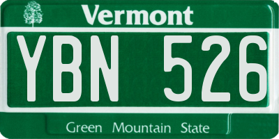 VT license plate YBN526