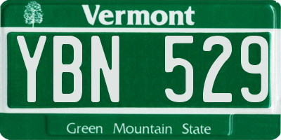 VT license plate YBN529