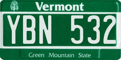 VT license plate YBN532