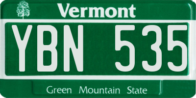 VT license plate YBN535