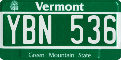 VT license plate YBN536