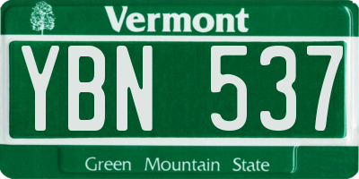 VT license plate YBN537
