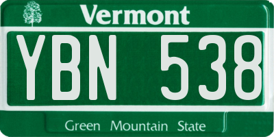 VT license plate YBN538