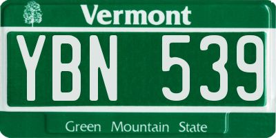 VT license plate YBN539