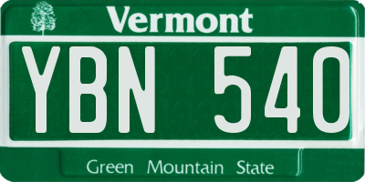 VT license plate YBN540