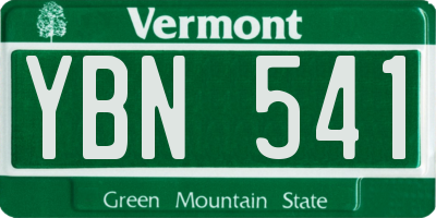 VT license plate YBN541