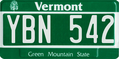 VT license plate YBN542