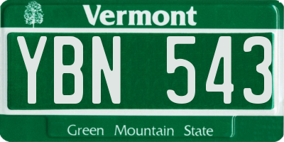 VT license plate YBN543