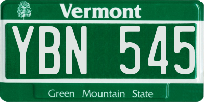 VT license plate YBN545