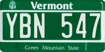 VT license plate YBN547