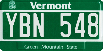 VT license plate YBN548