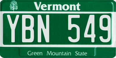 VT license plate YBN549