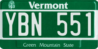 VT license plate YBN551
