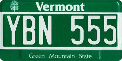 VT license plate YBN555