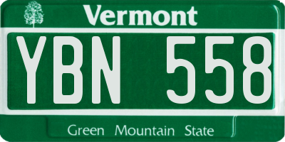VT license plate YBN558