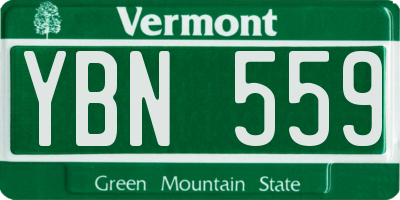 VT license plate YBN559