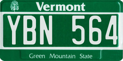 VT license plate YBN564
