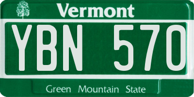 VT license plate YBN570