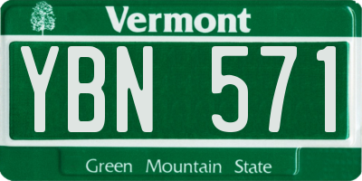 VT license plate YBN571