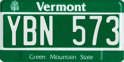 VT license plate YBN573