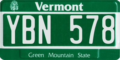 VT license plate YBN578