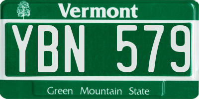 VT license plate YBN579