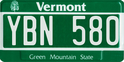 VT license plate YBN580